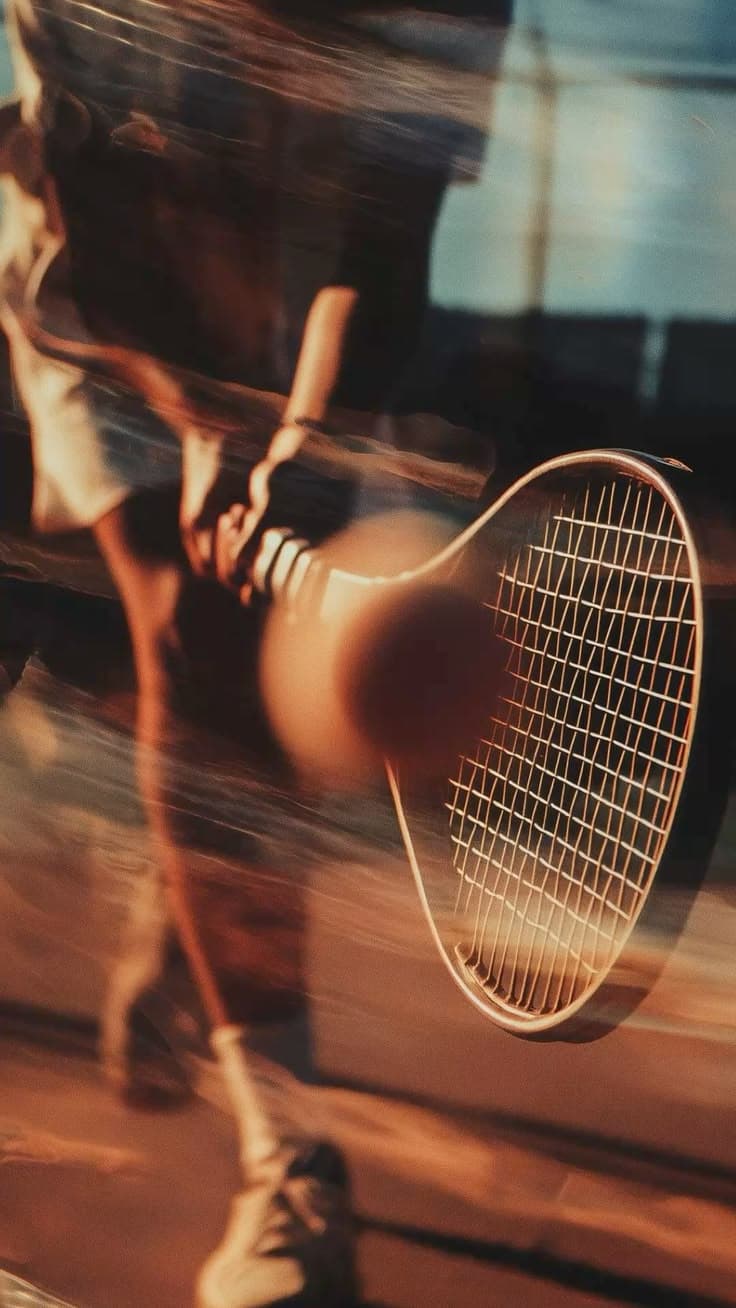 Tenista em movimento, captado com motion blur
